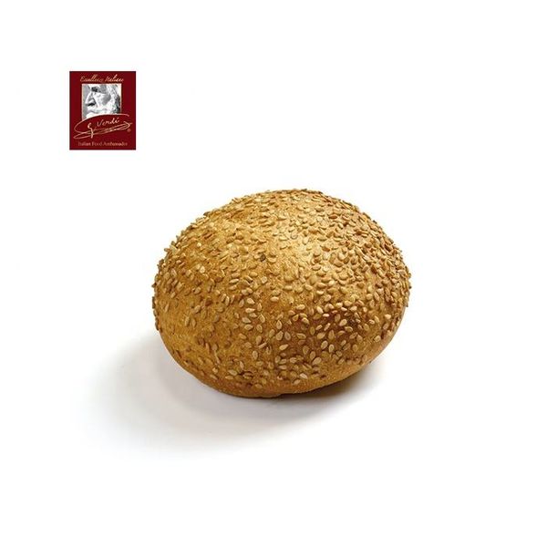 Hamburger Bun with Sesami Soft Bread Foodservice 80g Giuseppe Verdi Selection Made in Italy Round Shape