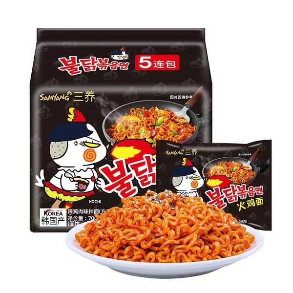 Wholesale Food Korean Noodles 140g 5 Packs/bag 3X Spicy Instant Ramen Noodles Low-Fat Buldak Chicken Flavor Cheese