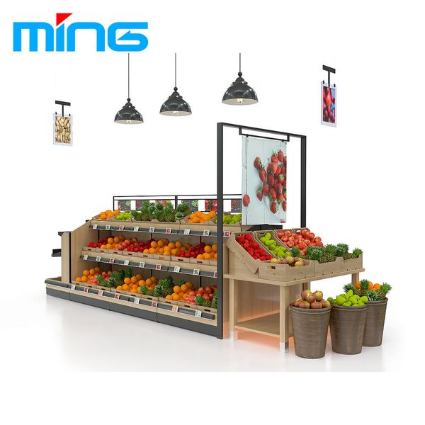 Hypermarket Organic Fruit Store Vegetable Produce Display Rack
