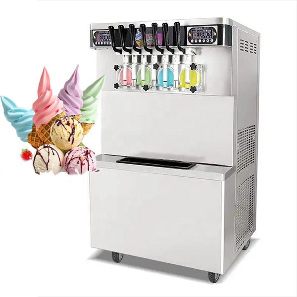 Commercial Soft Serve Ice Cream Machine 3 5 7 Mixed Flavors Table Vertical Ice Cream Making Machine CE ETL Certification